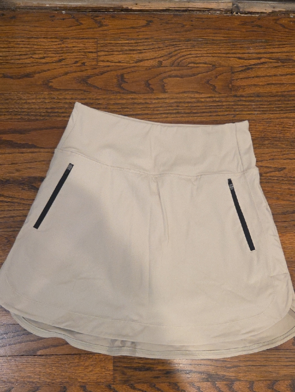 Beige Active Skort with Zipper Pockets